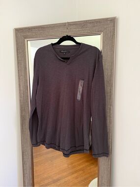 Kenneth Cole Men's Long-Sleeve Henley in gray